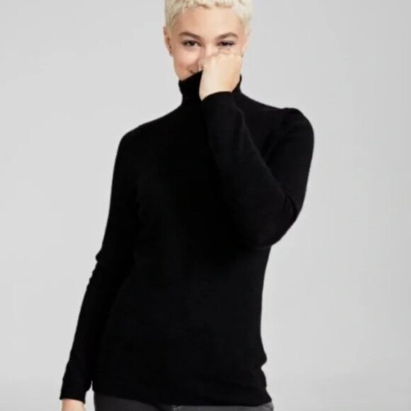 Charter Club cashmere black turtleneck sweater - Picture 3 of 7